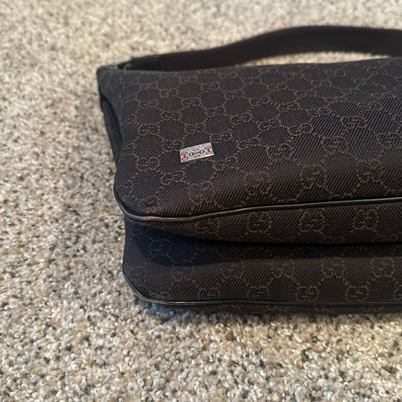 GUCCI GG MONOGRAMED brown canvas shoulder bag. Comes with dust bag - Picture 9 of 12